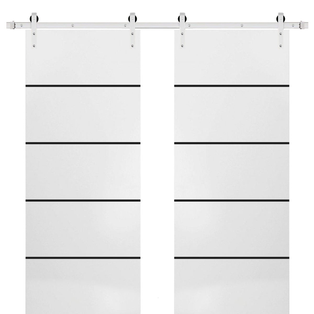 Sturdy Double Barn Door 36 x 80 with Planum 0015 White Silk with 13FT