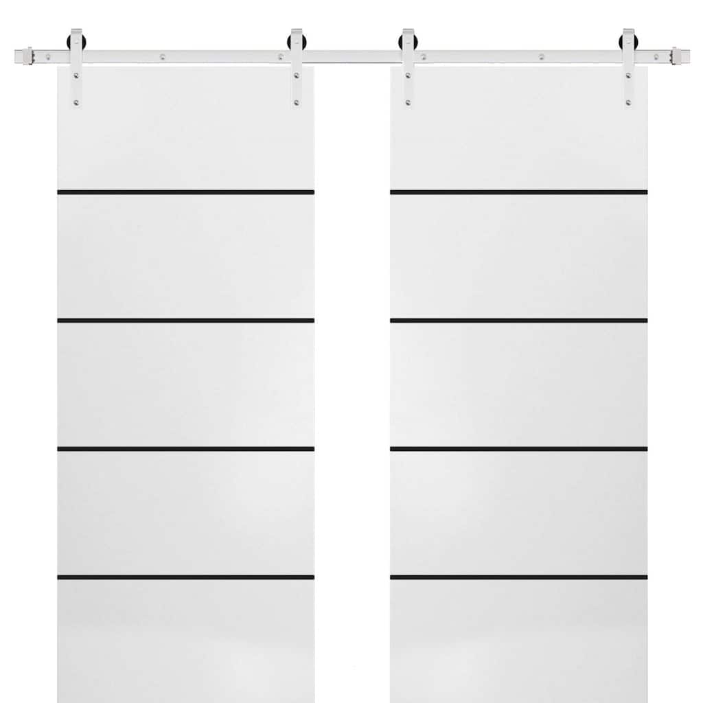 Sturdy Double Barn Door 36 x 80 with Planum 0015 White Silk with 13FT
