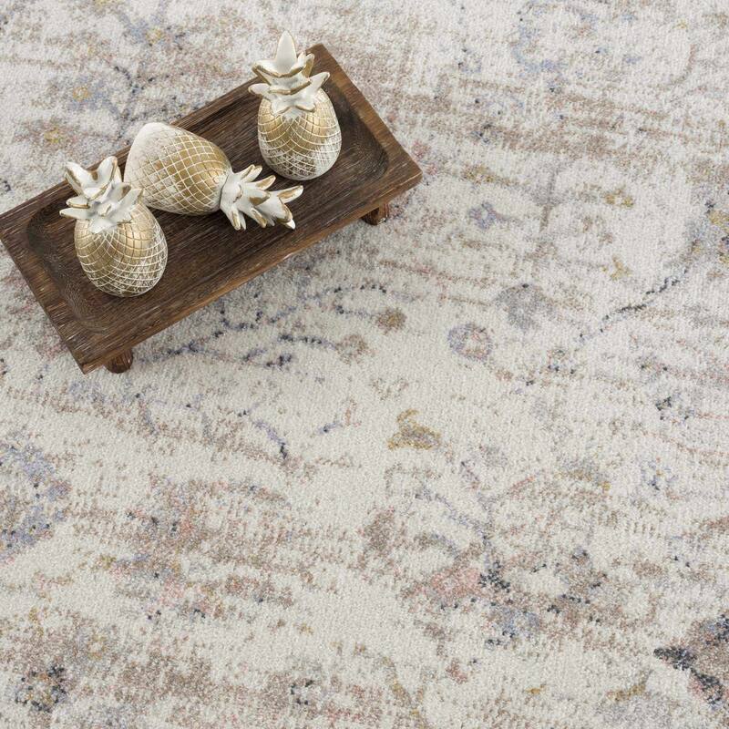 Hauteloom Azula Hallway, Kitchen Machine Washable Runner Rug - Ivory, Dark Red, Slate Blue - 2'7" x 7'3"