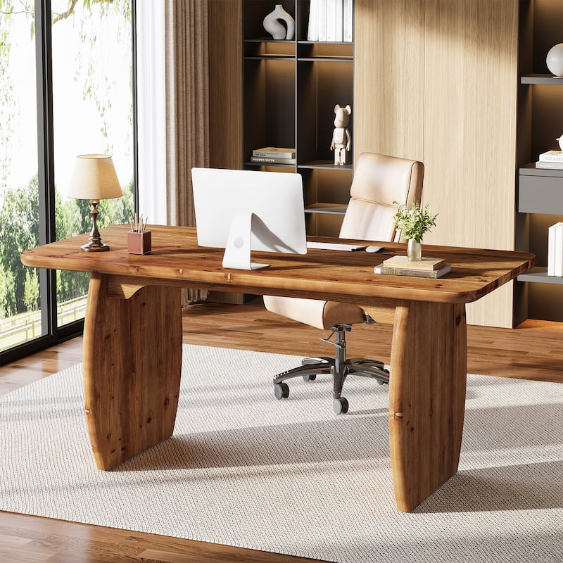 63-Inch Solid Wood Executive Desk with Sturdy Legs