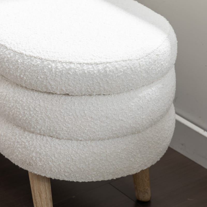 44.88" Seat Widths Soft Boucle Storage Ottoman Footrest Stool