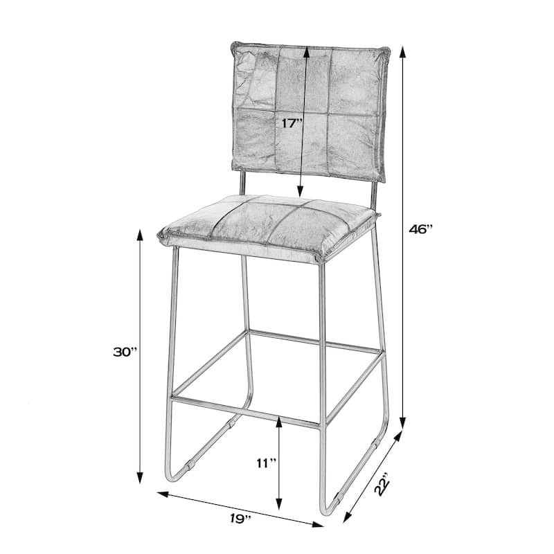 Niles 30 in. Seat Height Leather and Iron Bar Stool with Footrest