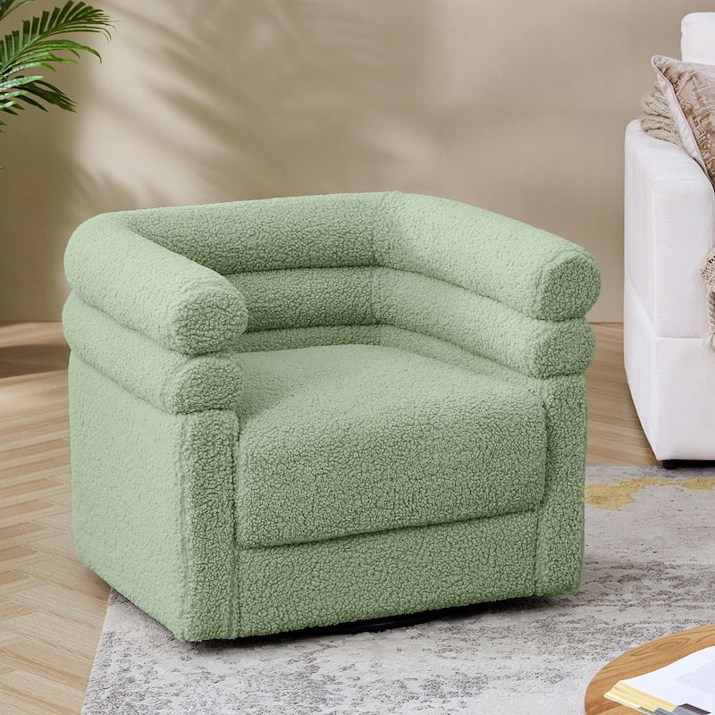 Rosa Modern Boucle Swivel Chair with Pillow by HULALA HOME