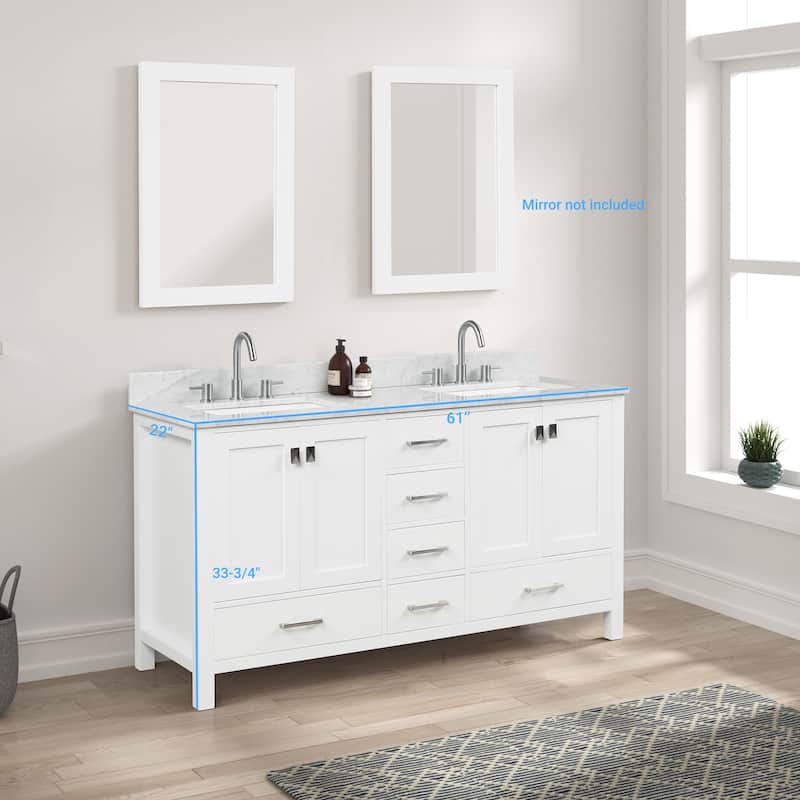 Blossom Geneva 60" Freestanding Bathroom Vanity with Marble Top & Sink