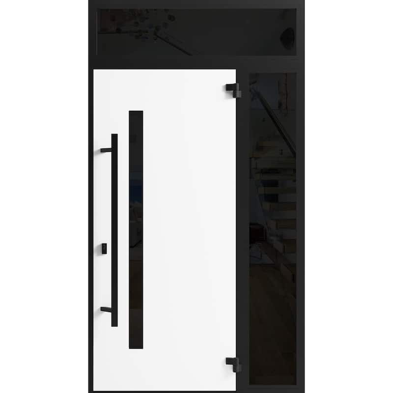 Front Exterior Prehung Steel Door Ronex 0162 Red Oak Entry Metal Painted W36xH80 Left hand Inswing