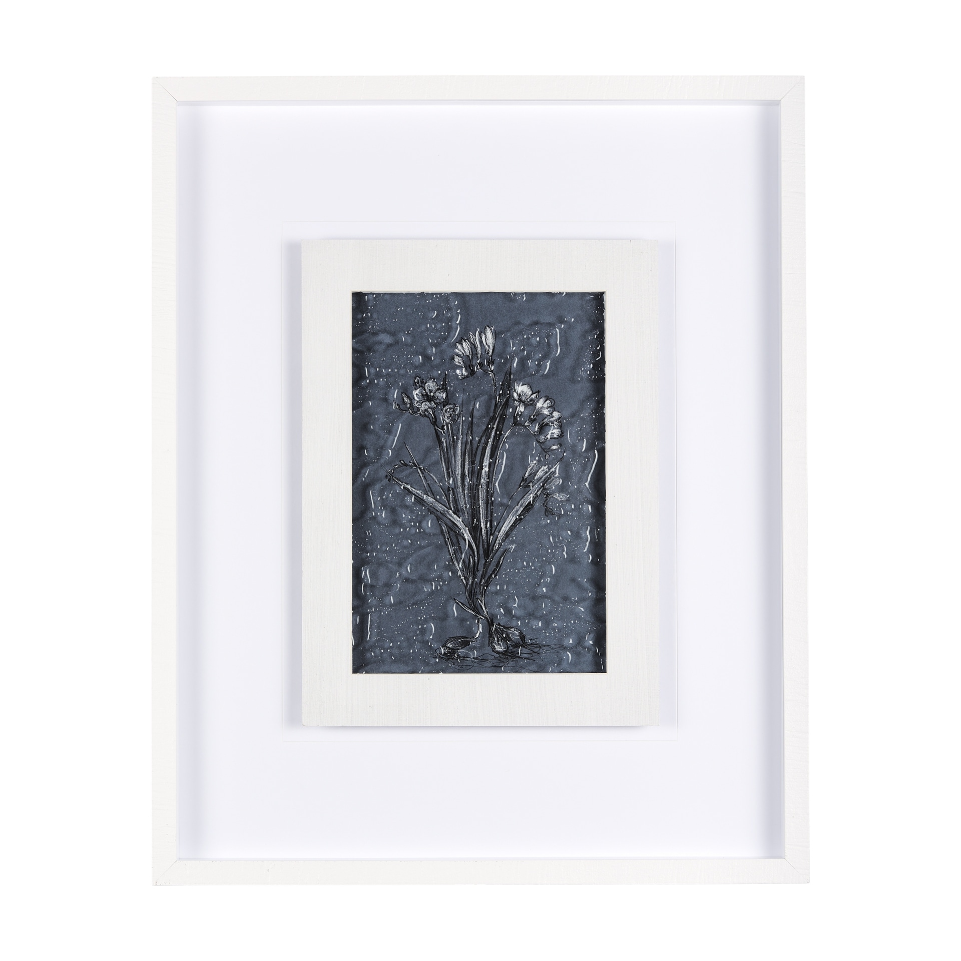 Botanical sketches III (Blue) by Mercana Studio Hand Embellished Framed Art Print Matted under Glass