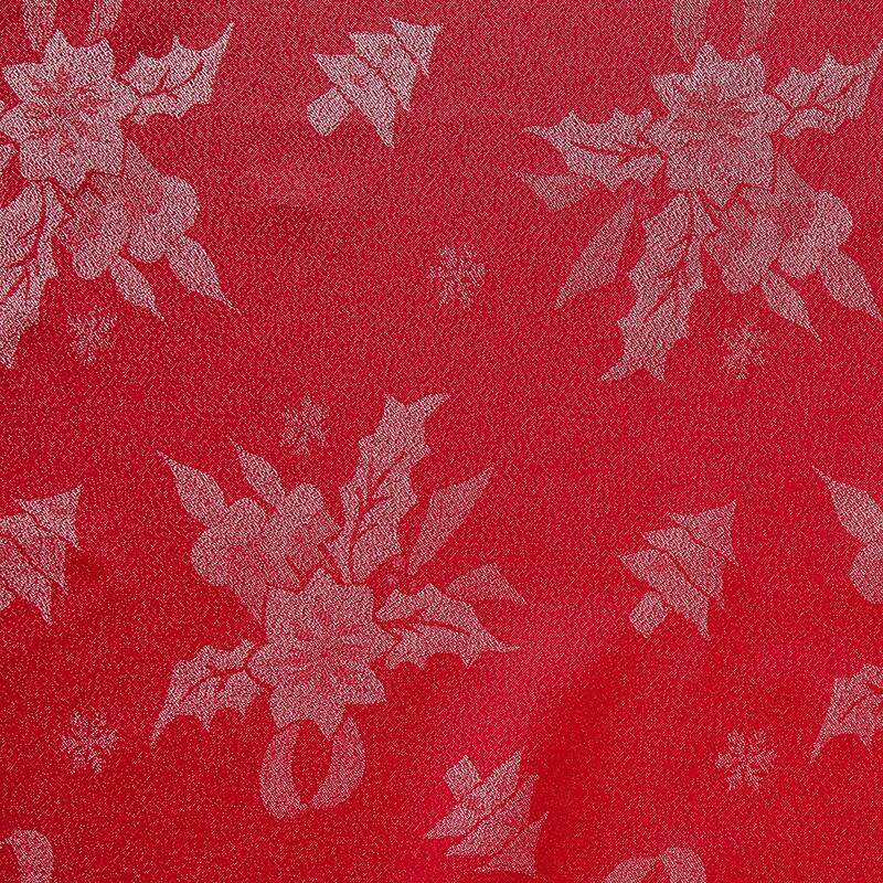 Violet Linen Sparkling Christmas Holly Bows Damask Pattern Tablecloths