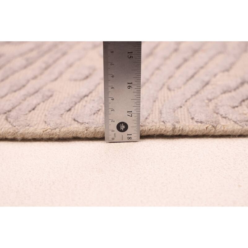 ECARPETGALLERY Hand Loomed Elysian Grey Viscose, Wool Rug - 6'8 x 10'0