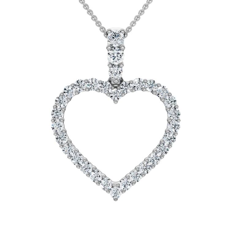 1ct Diamond Heart Pendant White Gold Necklace