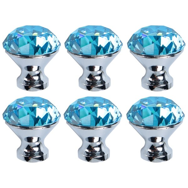 Crystal Knob Drawer Pull Handle Knob Cupboard Wardrobe Dresser 6pcs Pale Blue - Pale Blue