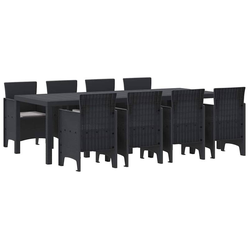 vidaXL Garden Dining Set 9/11 pcs Anthracite/Brown Polt rattan - 250 x 100 x 73 cm
