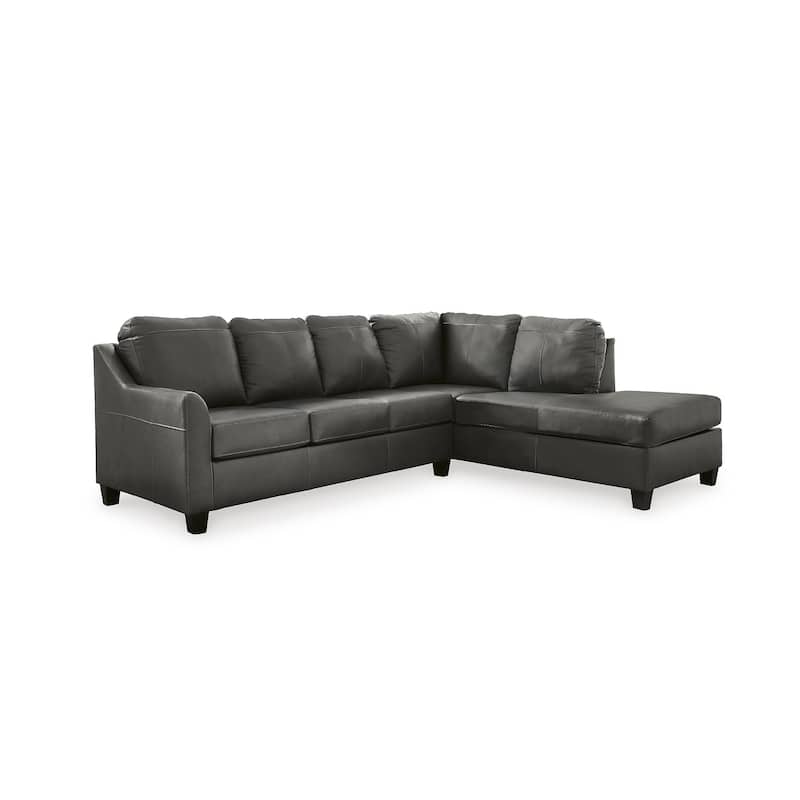Signature Design by Ashley Valderno Black 2-Piece Sectional with Chaise - 112"W x 87"D x 39"H