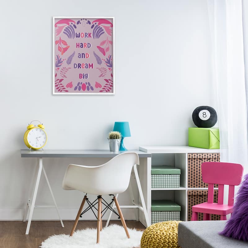 Stupell Work Hard Dream Big Framed Giclee Art Design By Julia Fox