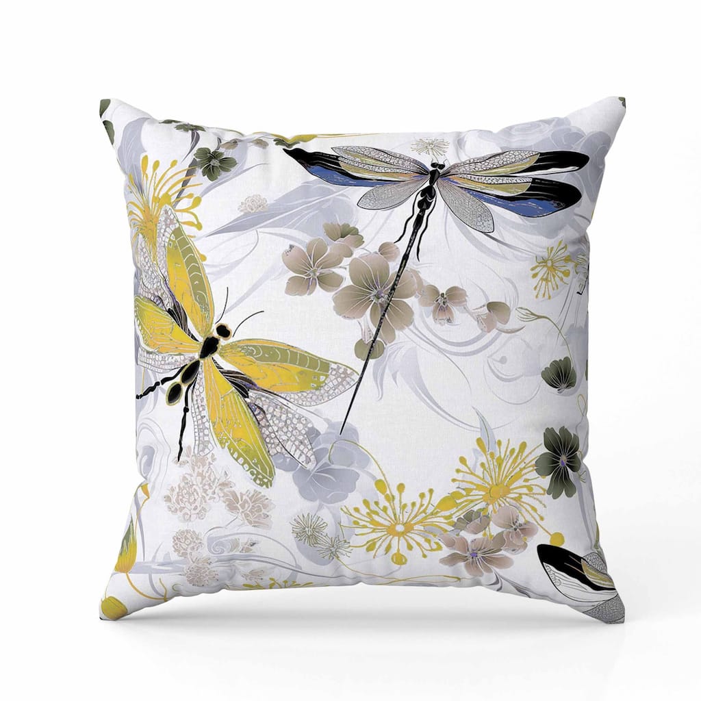 Wings in Motion Faux Suede Reversible Throw Pillow Yellow and Grey