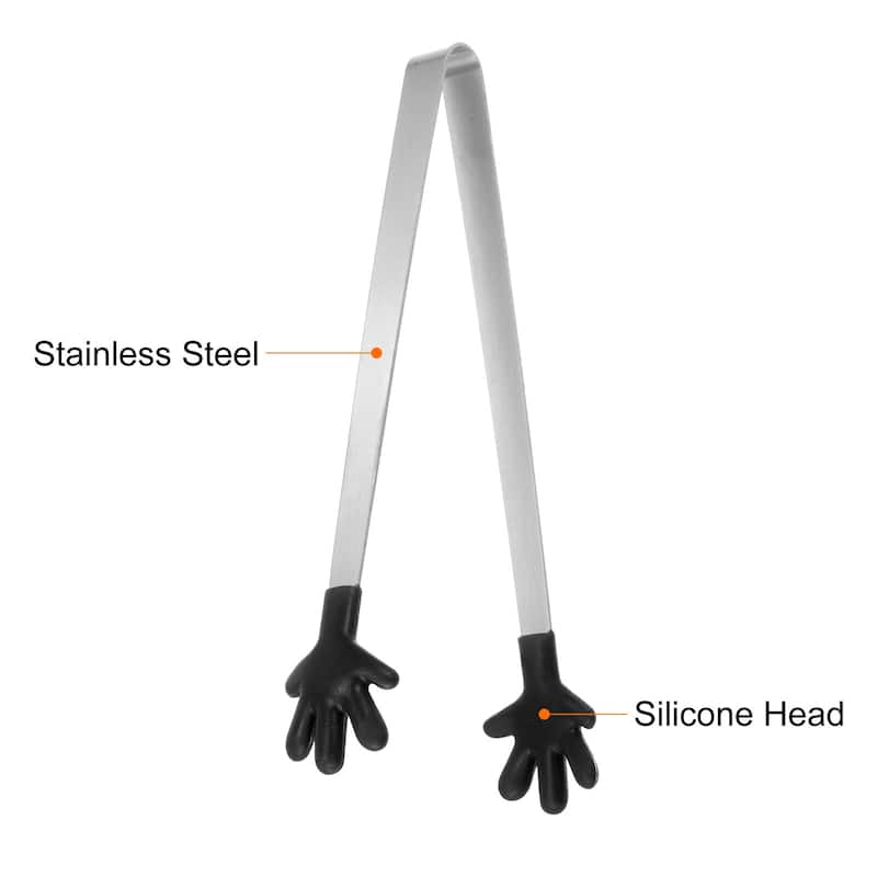 Mini Food Tongs 14cm Pattern Shape Stainless Steel with Silicon Tips - 5.5"