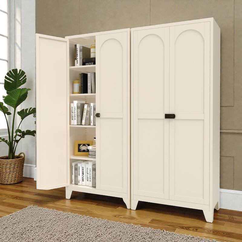 71'' Metal Storage Cabinet with Shapely Doors, Adjustable Shelves, Tall Steel Organizer for Bedroom, Living Room or Kitchen