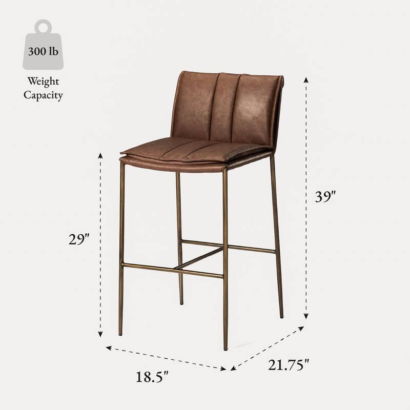Maven Lane Gerard Bar Metal & Vegan Leather Kitchen Dining Stool
