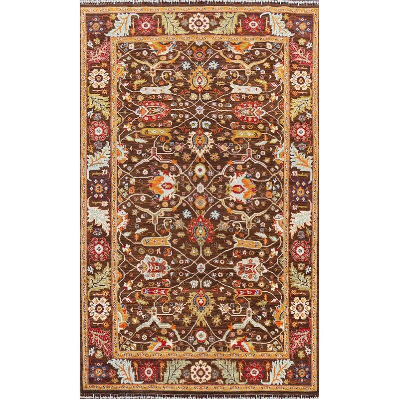 Vegetable Dye Floral Ziegler Wool Area Rug Handmade Oriental Carpet - 6'5" x 9'7"