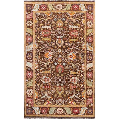 Vegetable Dye Floral Ziegler Wool Area Rug Handmade Oriental Carpet - 6'5" x 9'7"