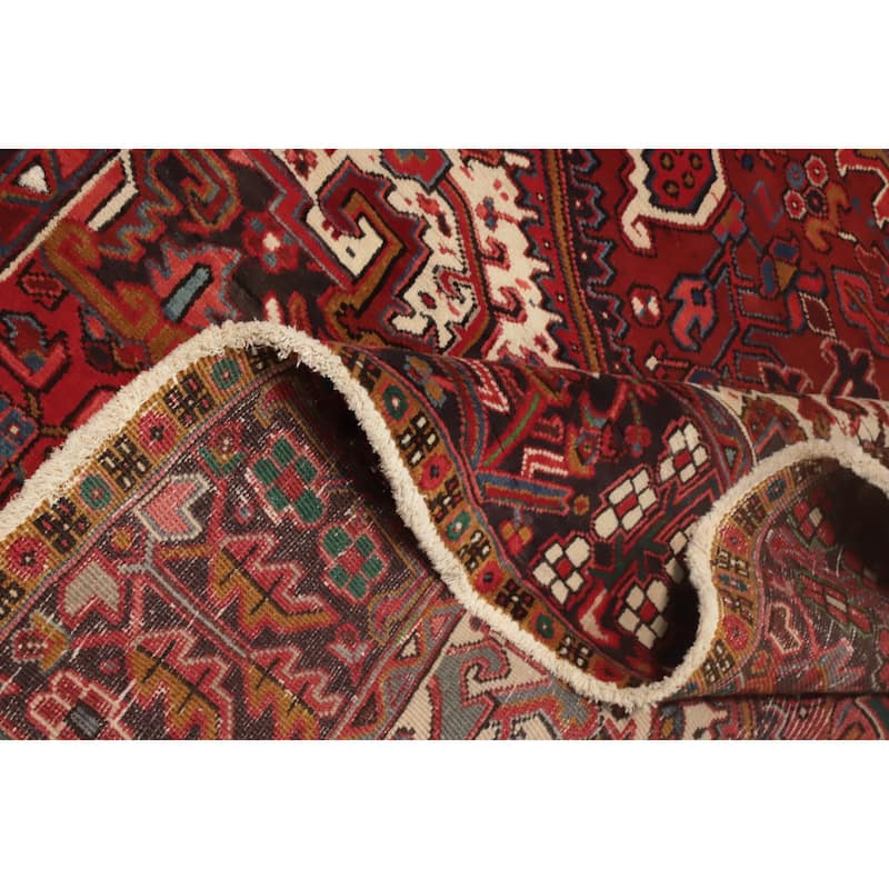 Hand Knotted Oriental 100% Wool Carpet Traditional Medallion Red Heriz Area Rug - 11' 1'' X 8' 5''