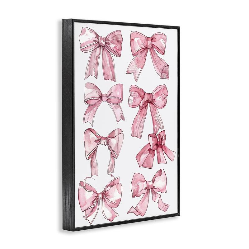 Stupell Various Ribbons in Pink Framed Giclee Art Design By LSR Design Studio