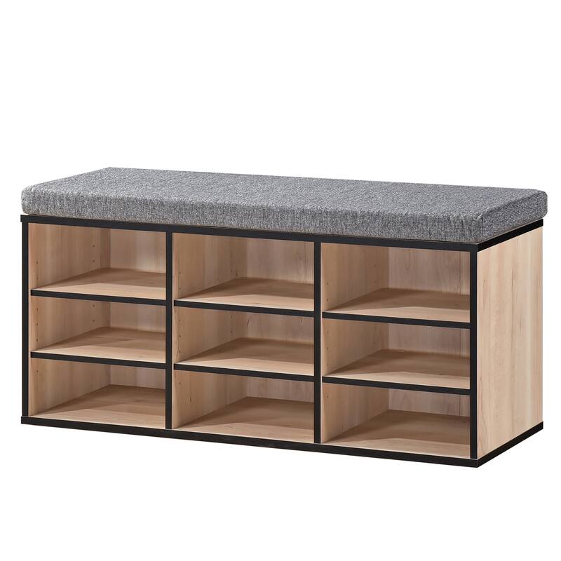 Apollo 9-Cube Wood Shoe Storage Bench with Cushion Seat