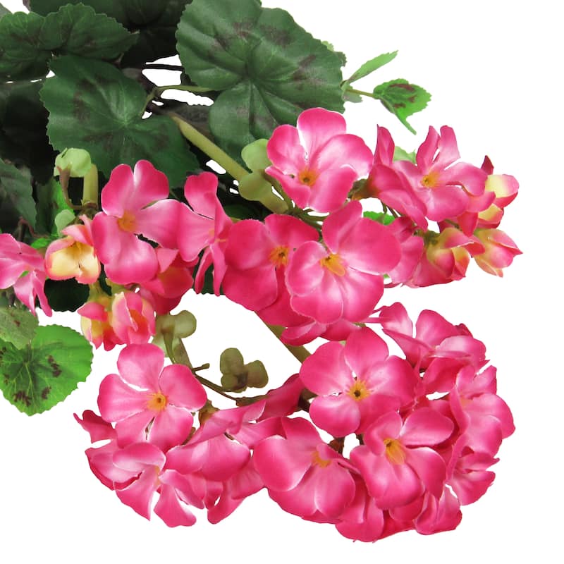 Set of 2 Beauty Pink Artificial Geranium Flower Stem Bush Bouquet 16in - 16" L x 9" W x 9" DP