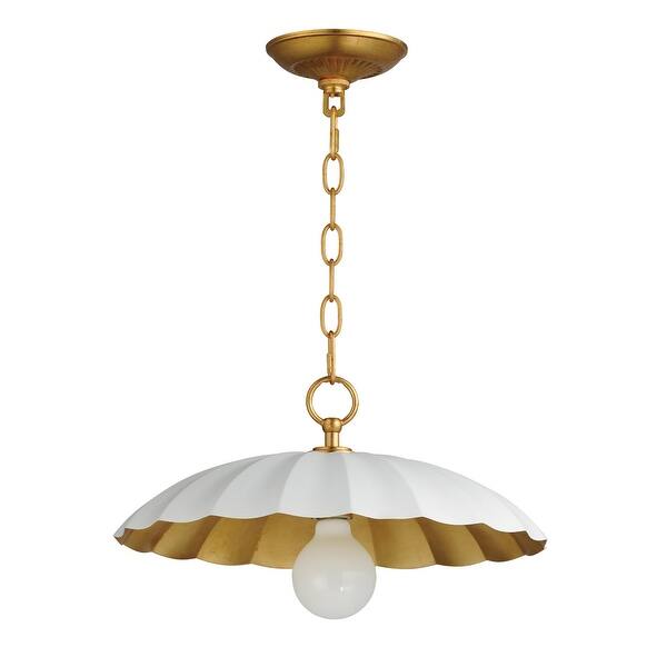 slide 2 of 10, Maxim 18055 Primrose 16" Wide Pendant Matte White / Gold Leaf