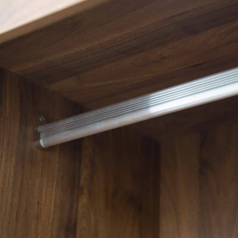 Tall Armoire Wardrobe Closet with Hanging Rod Barn Door 4 Drawers and 3 Open Shelves MDF Bedroom Storage Cabinet