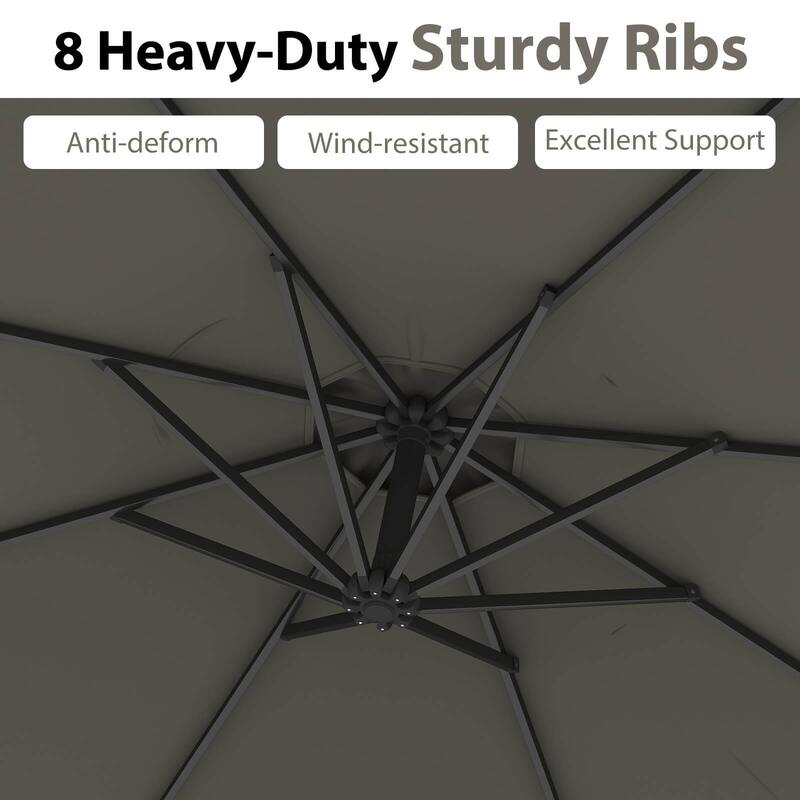 Costway 10 FT Patio Offset Umbrella w/8 Ribs Cross Base Tilt