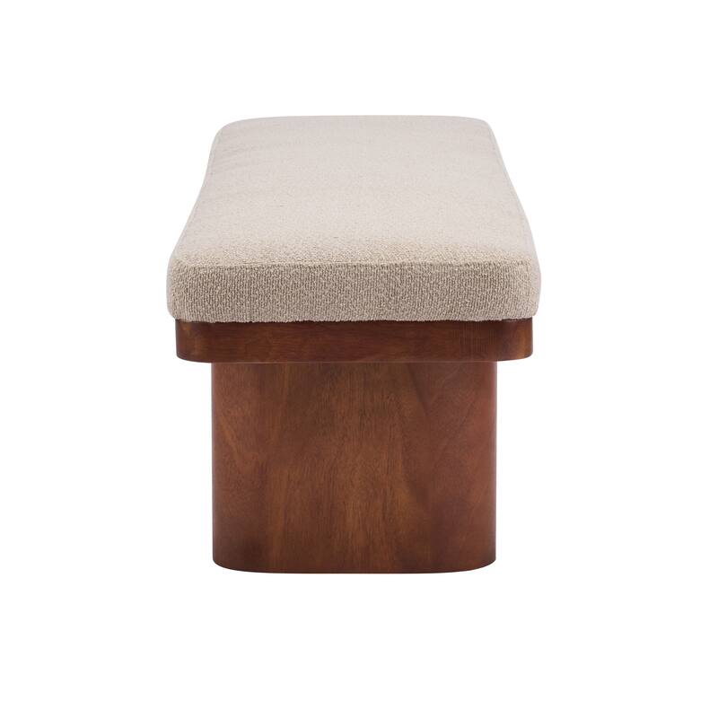 Christopher Knight Home - Monteria Modern 55.12" Upholstered Bench with Sculptural Cylindrical Wooden Leg & Padded Seat