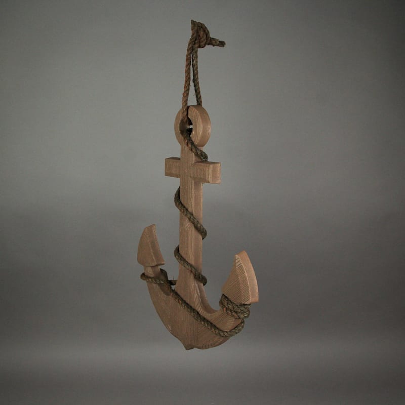 Coastal Ship's Anchor Nautical Wall Hanging Rope Accents 18.25 Inches
