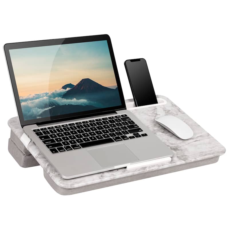 LapGear Elevation Lap Desk with phone holder - White Marble