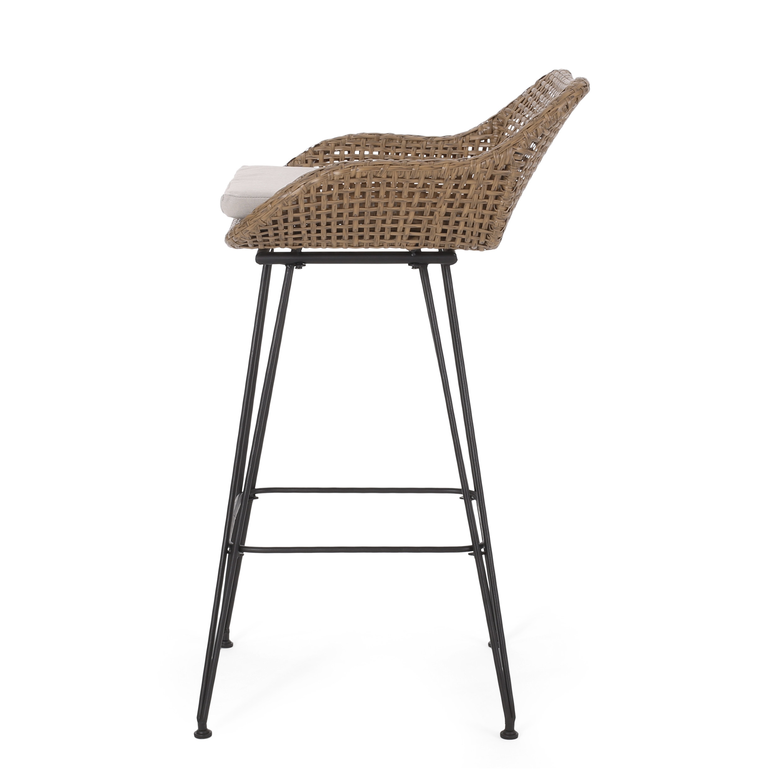 Kevin Outdoor Wicker and Iron Barstool Set of 2 by Christopher Knight Home
