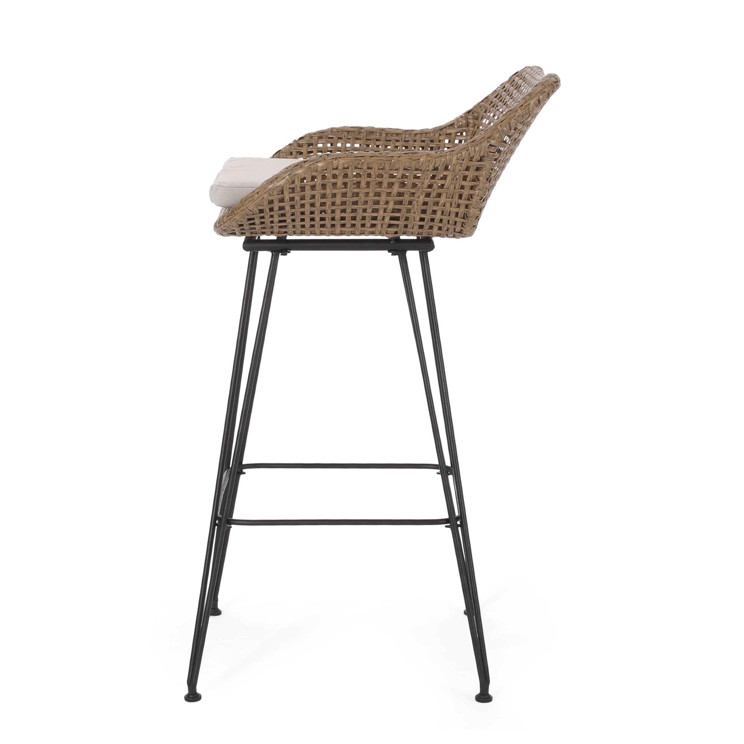 Wicker and iron bar stools best sale