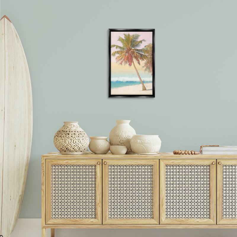 Stupell Pastel Gradient Beach Scene Framed Floater Canvas Wall Art Design By Amber Sterling