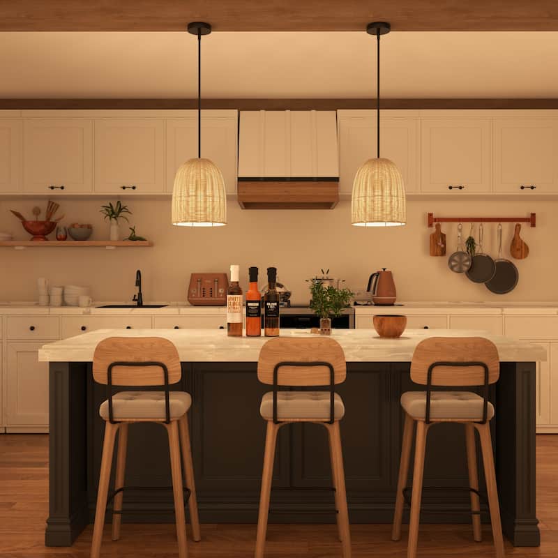 Acroma 1-light Farmhouse Rattan Kitchen Island Pendant - 12