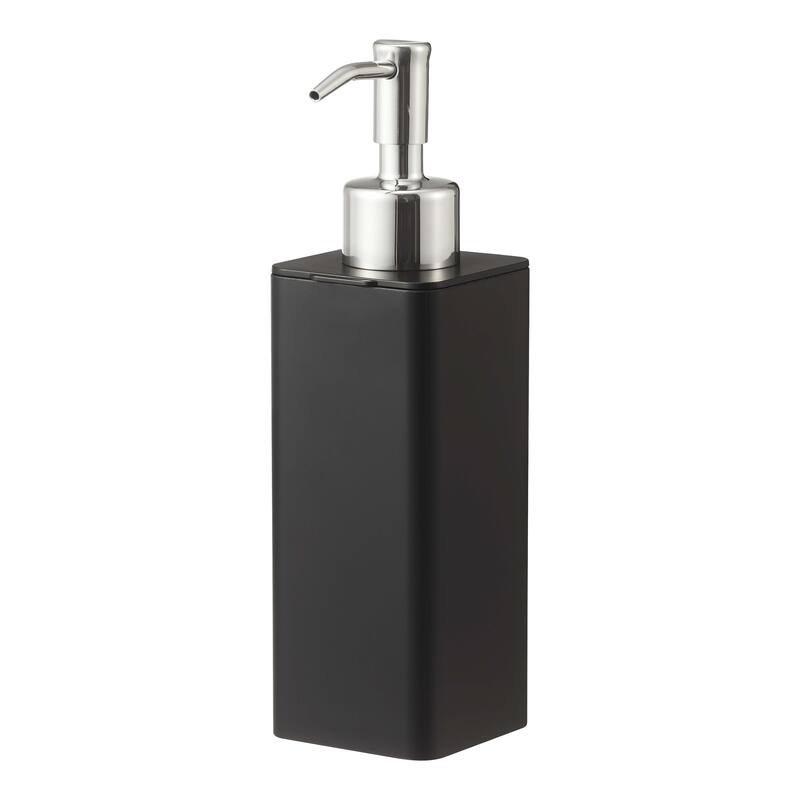 Yamazaki Home Traceless Adhesive Soap Dispenser, ABS Plastic, Holds 1.1 lbs - L 2.95 x W 2.17 x H 7.68 inches - Black