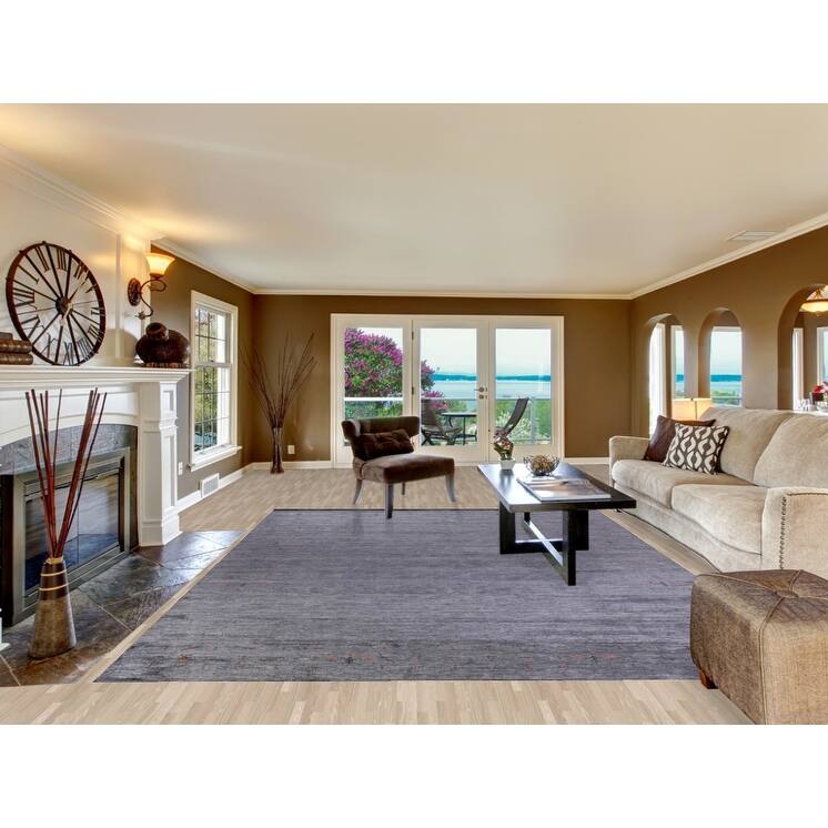 Hand Knotted Oriental 100% Wool Carpet Tribal Tribal Navy Blue & Blues Gabbeh Area Rug - 12' 1'' X 9' 0''