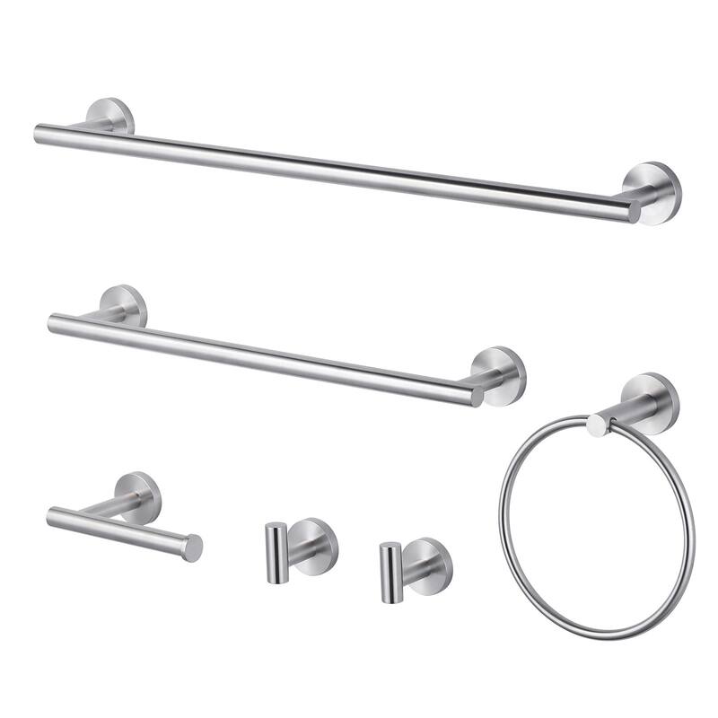 WOWOW 6-Piece Bath Hardware Set with Mounting Hardware - Brushed Nickel
