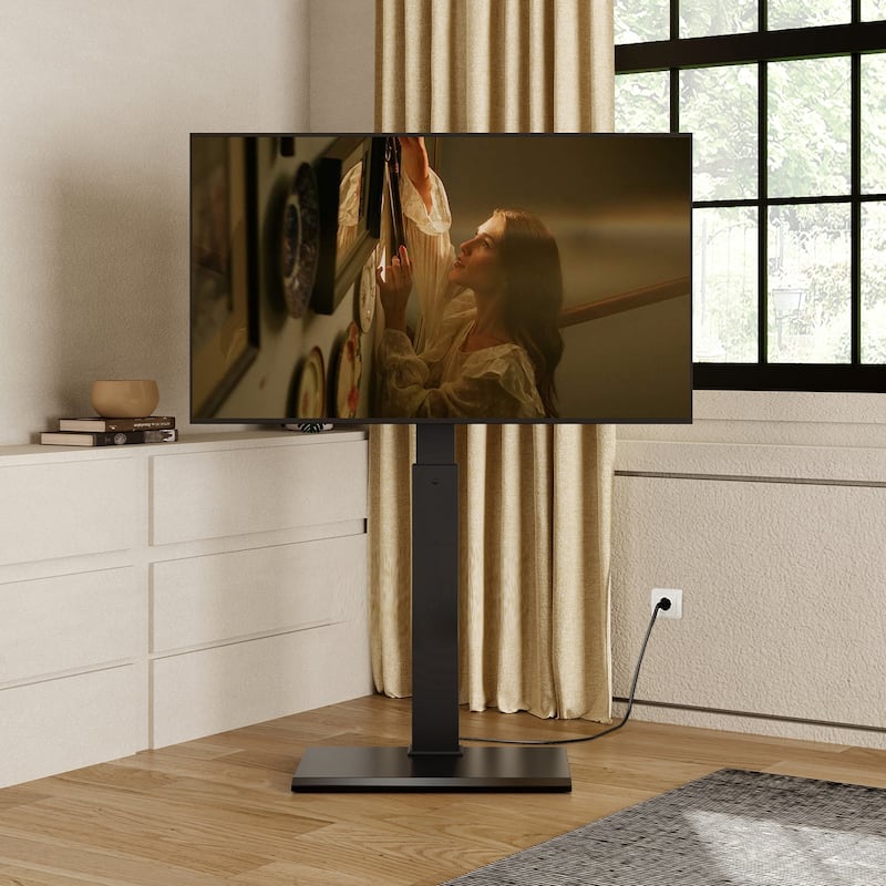 FITUEYES Metal Base Floor TV Stand for 27''-65'' inch TVs with Power Strip and Swivel