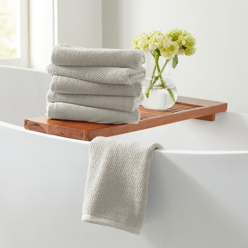 100% Cotton Acacia Collection Ultra Absorbant Popcorn Bath Towels - Hand Towel (6-Pack) - Light grey