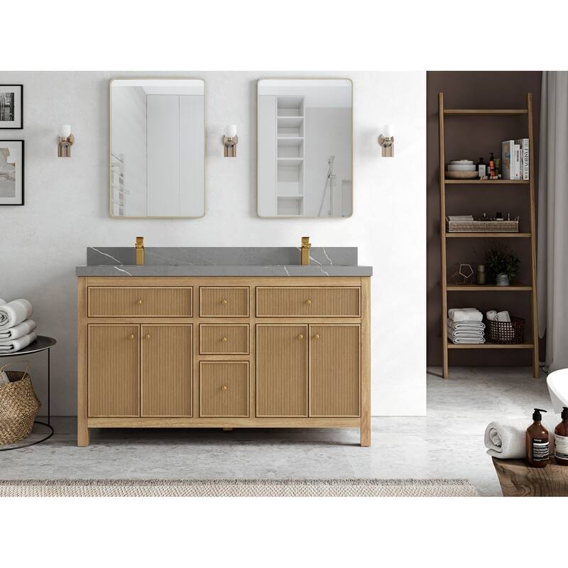 Willow Collections 60 in. W x 22 in. D Sonoma Teak Double Sink Bathroom Vanity with Countertop