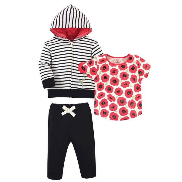 slide 1 of 1, Touched by Nature Toddler Girl Organic Cotton Hoodie, Tee Top, and Pant, Poppy Toddler 2T - Poppy Toddler