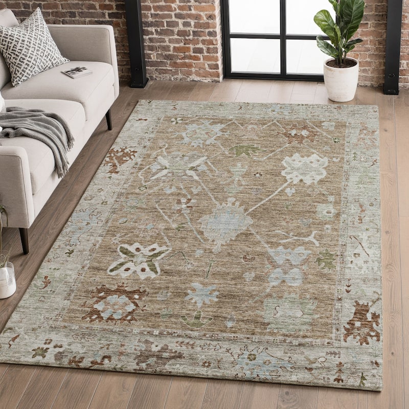 Premium Washable Super Soft Traditional Kashmir Mayfield Rug - Brown - 5' x 7'6"