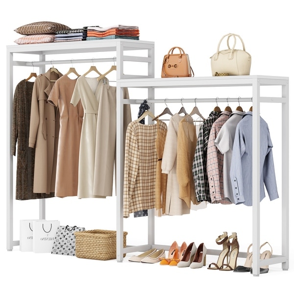 Bamboo frame garment store rack with storage basket