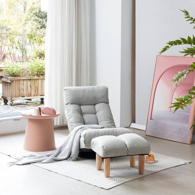 Anmytek Ergonomic Adjustable Reclining Lazy Sofa Japanese Tatami Chair for Balcony Living Room Leisure