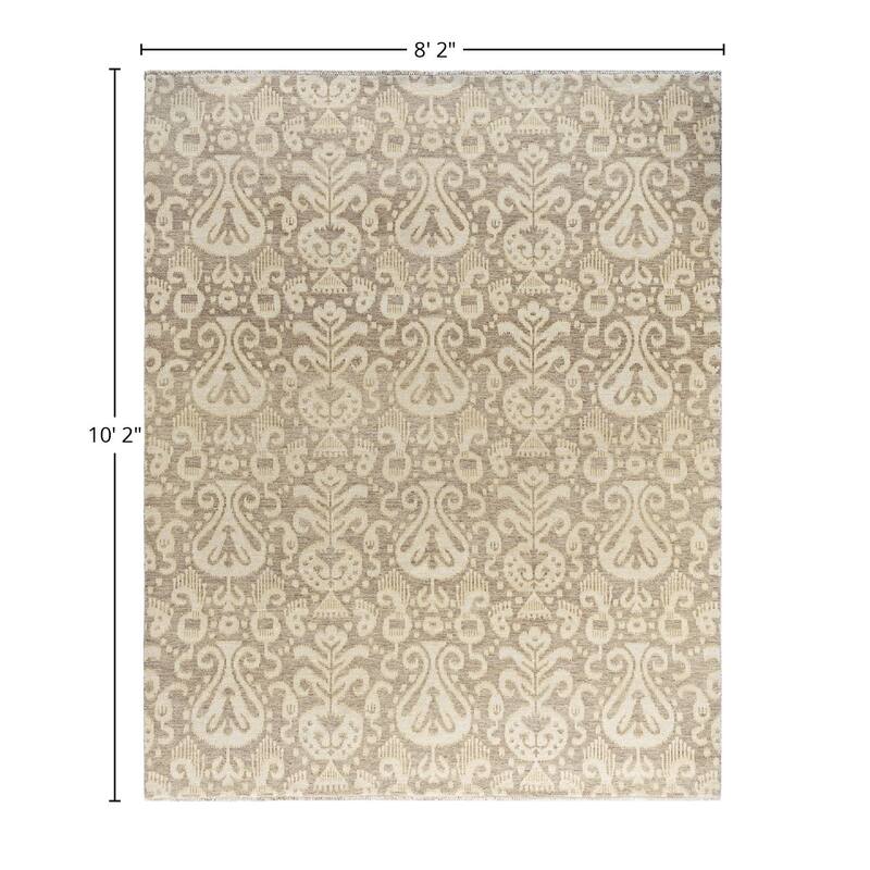 Ikat One-of-a-Kind Handmade Area Rug - Gray, 8' 2" x 10' 2" - 8' 2" x 10' 2"