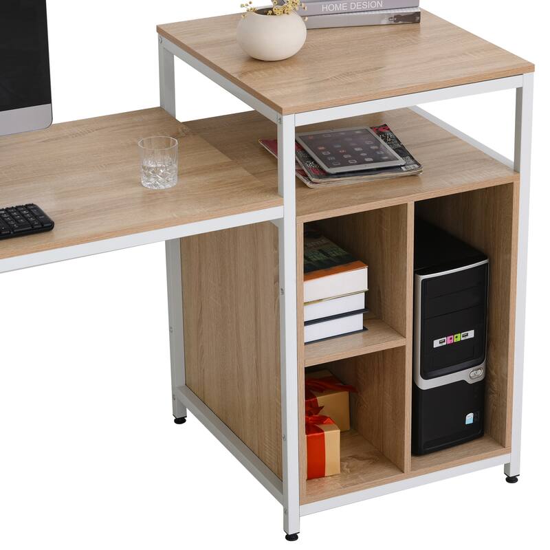 68 Inch Office Table Computer Desk Workstation Bookshelf with CPU Stand