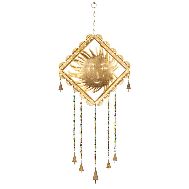 Gold Iron Eclectic Windchime 30 x 14 x 1 - 14 x 1 x 30